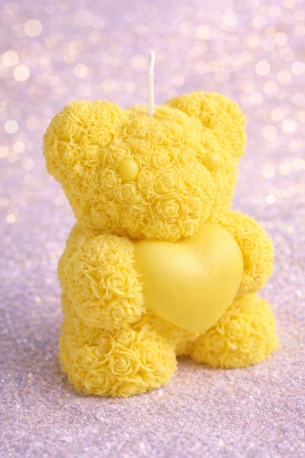 Rose Bear Candle with Heart – Handmade Gift Candle