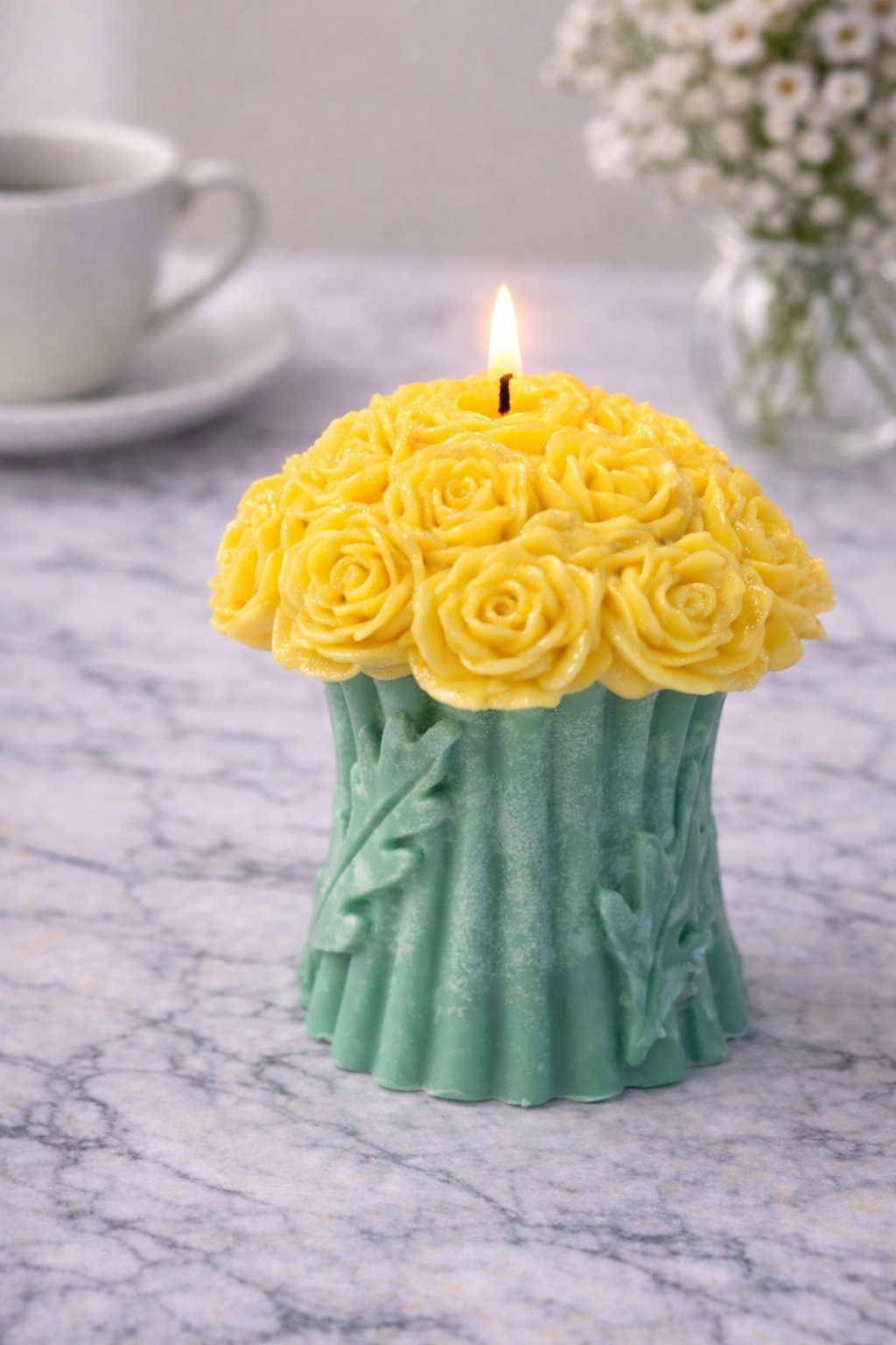 Handmade Decorative Flower Candle Gift