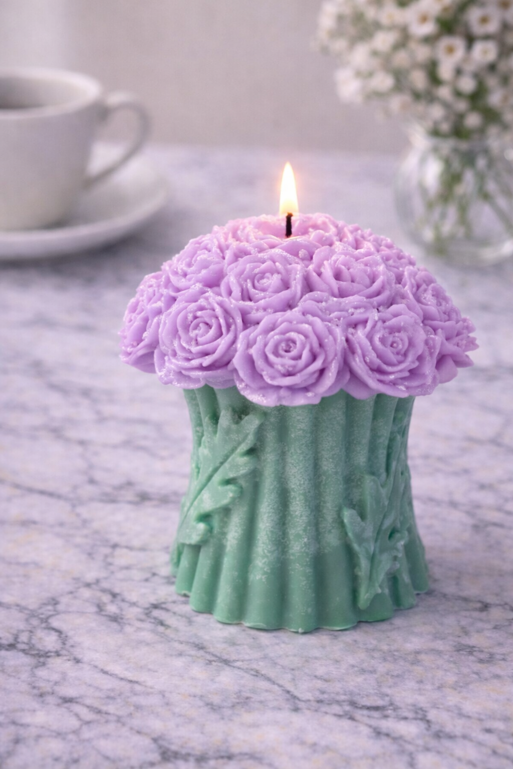 Handmade Decorative Flower Candle Gift