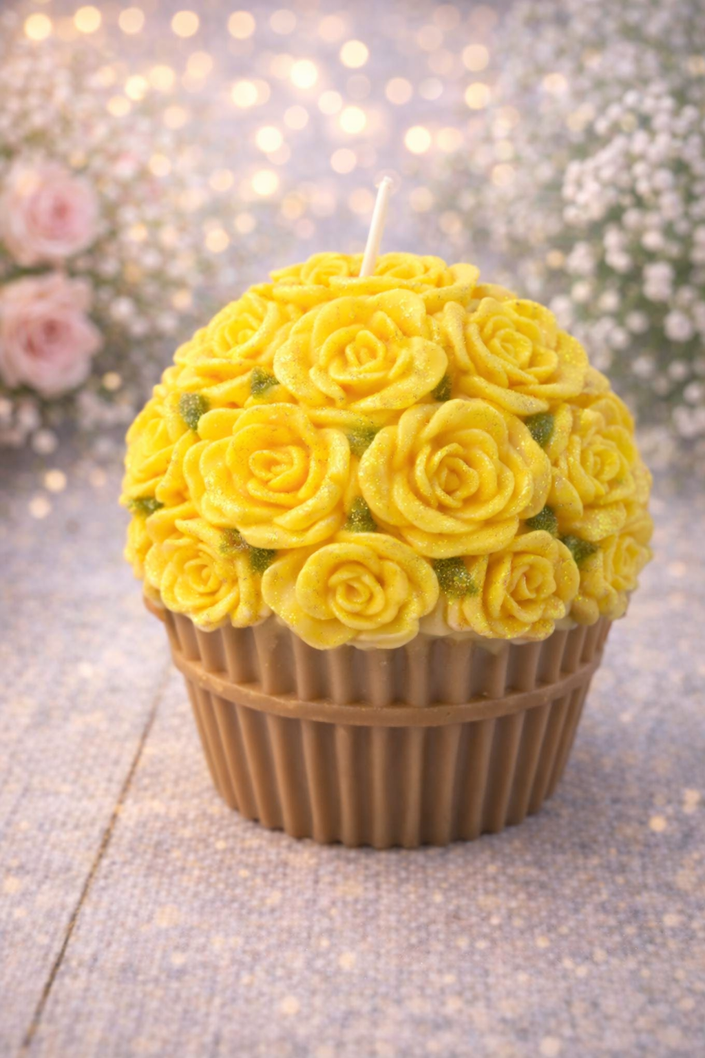 Floral Cupcake Candle – Handmade Rose Candle Gift