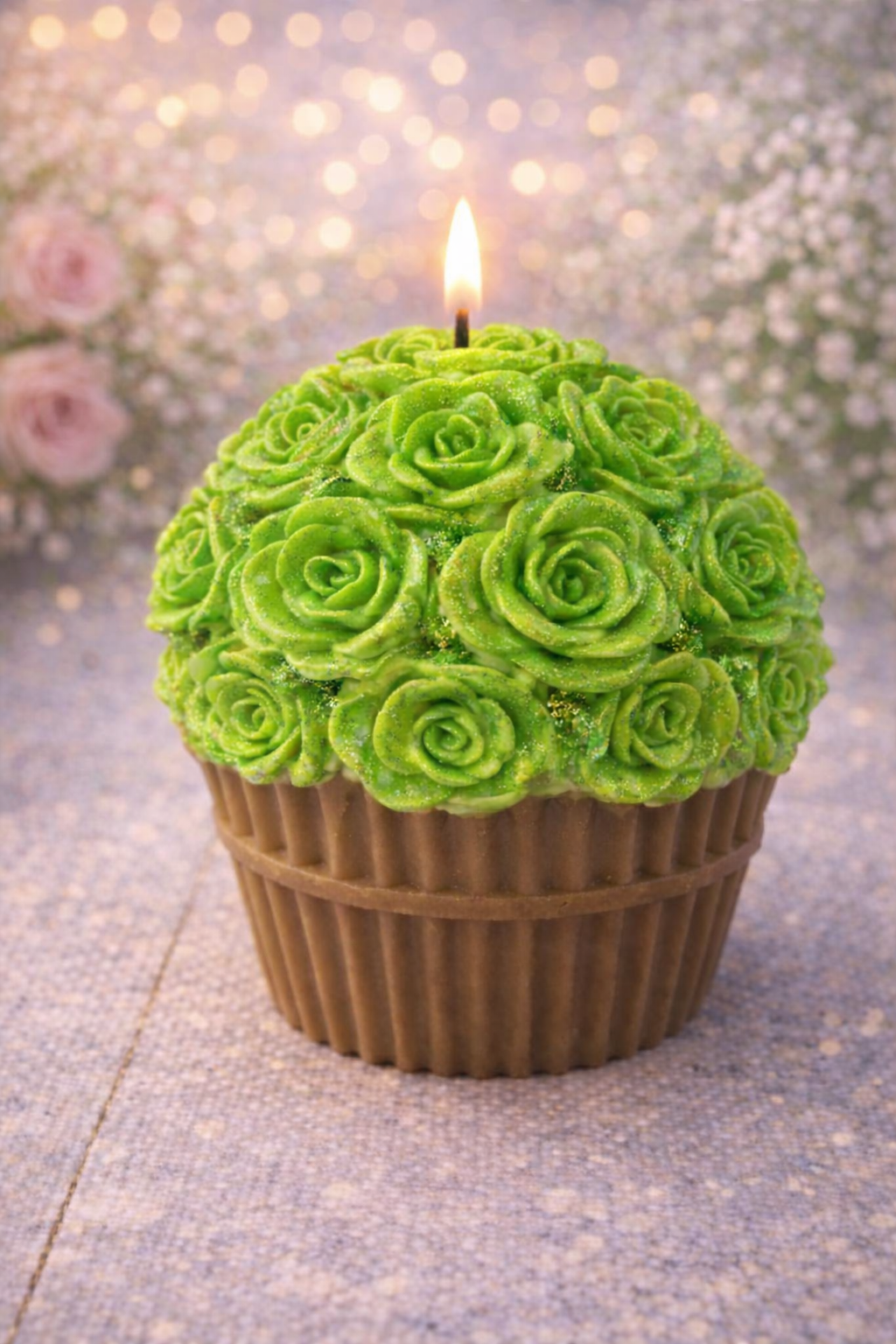 Floral Cupcake Candle – Handmade Rose Candle Gift