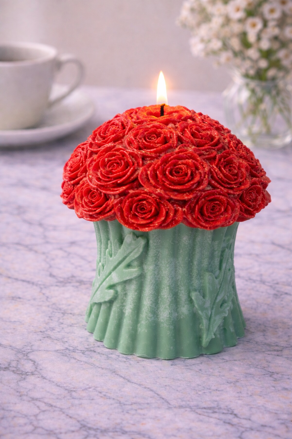 Handmade Decorative Flower Candle Gift