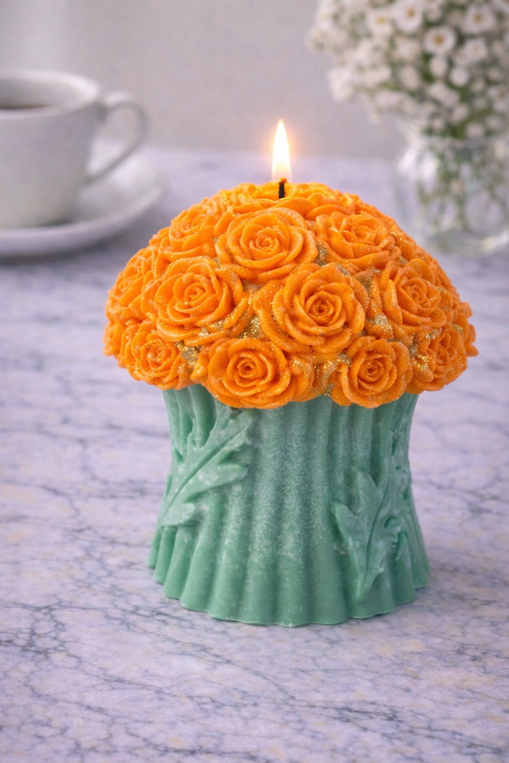 Handmade Decorative Flower Candle Gift