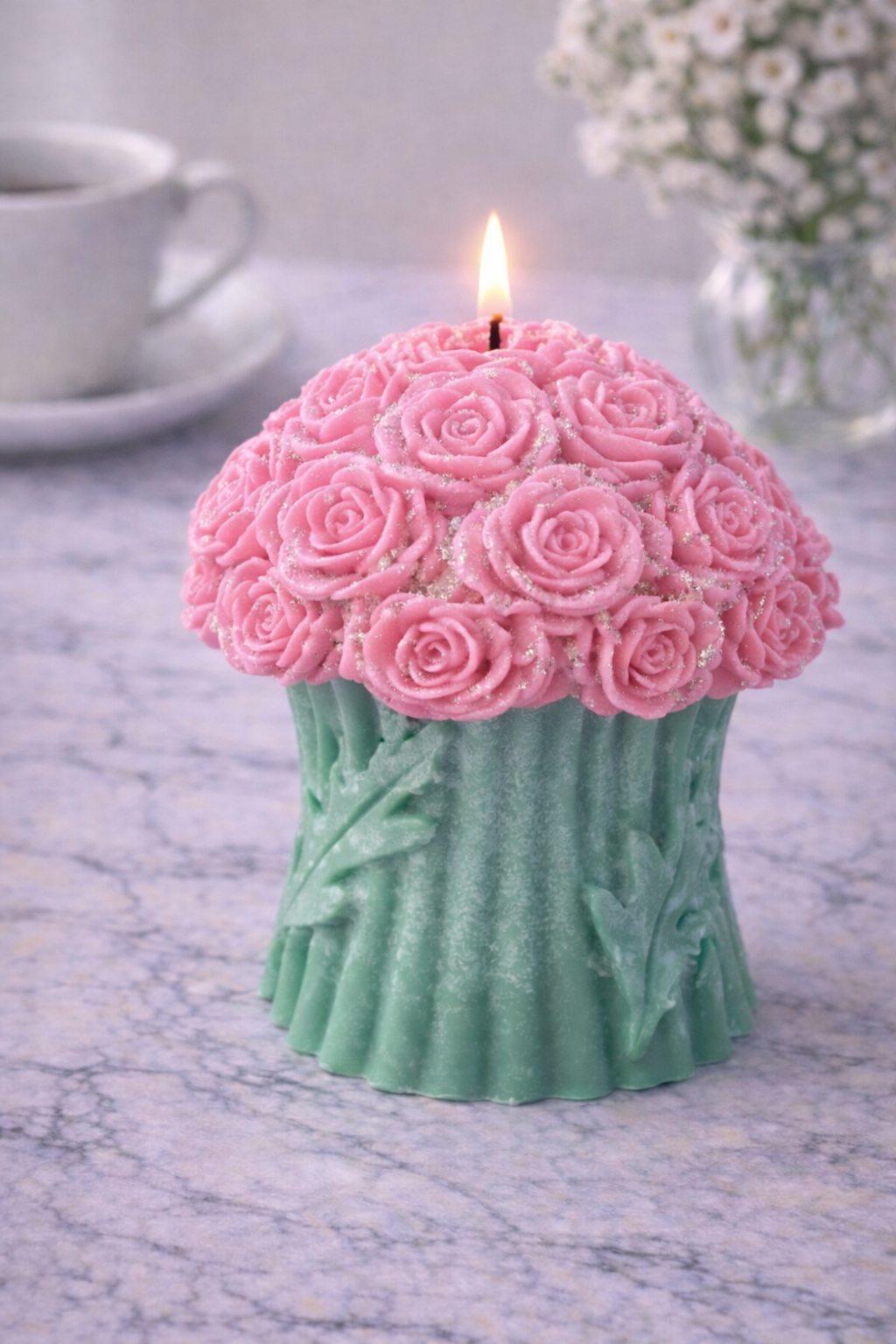 Handmade Decorative Flower Candle Gift