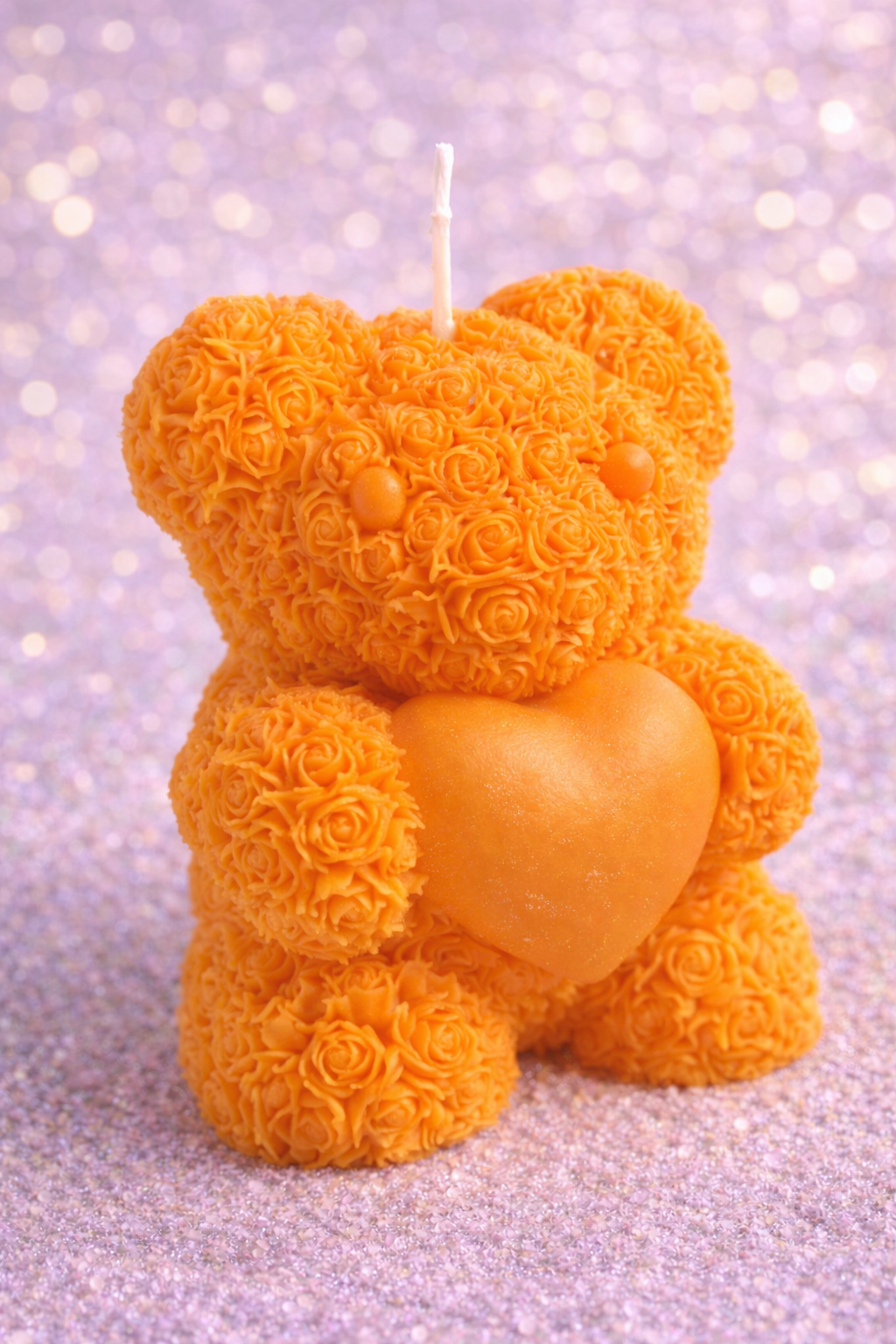 Rose Bear Candle with Heart – Handmade Gift Candle